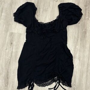 Black Lace Trim Blouse